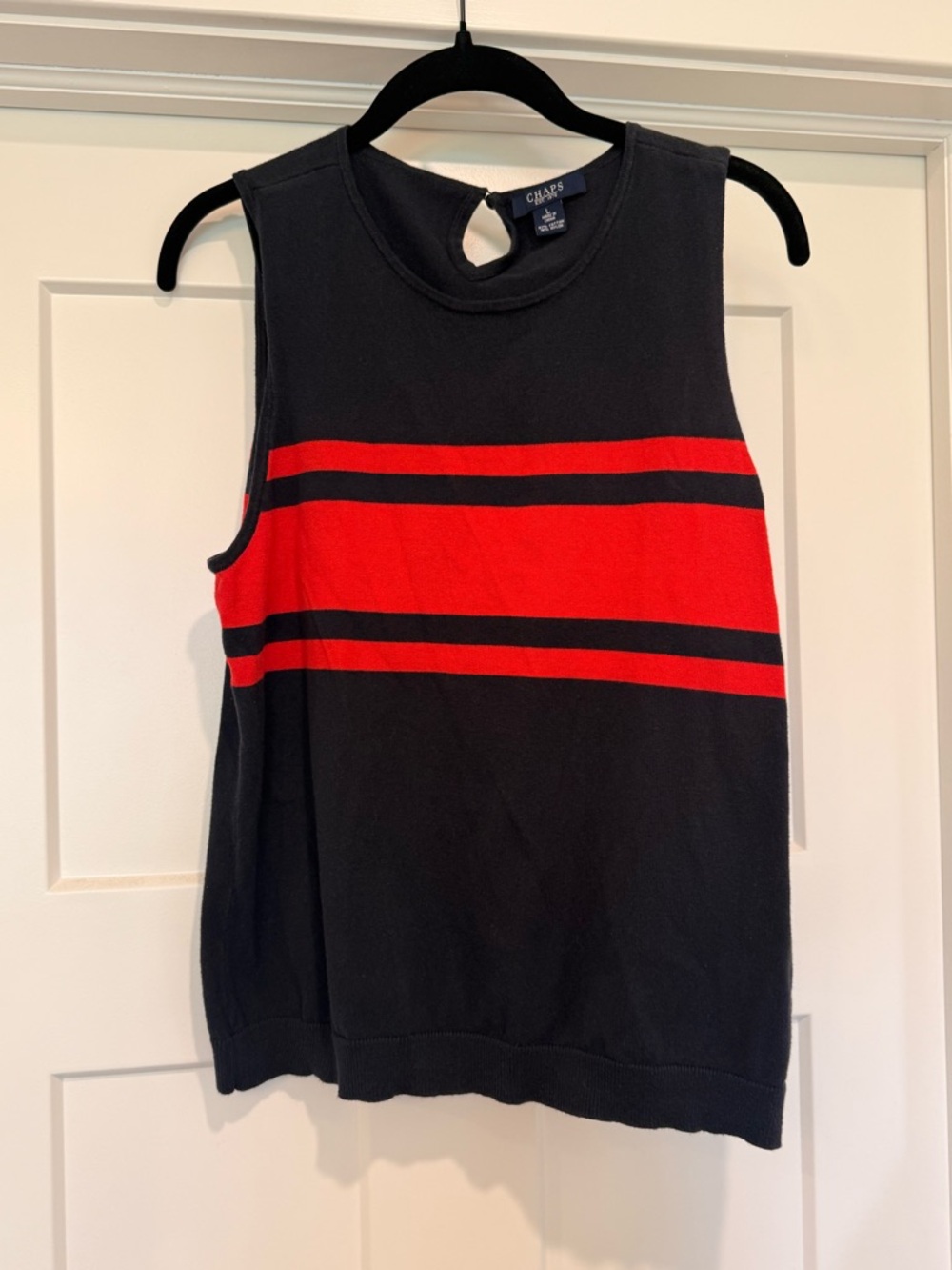 Chaps Navy and Red Sleeveless Knit Tank